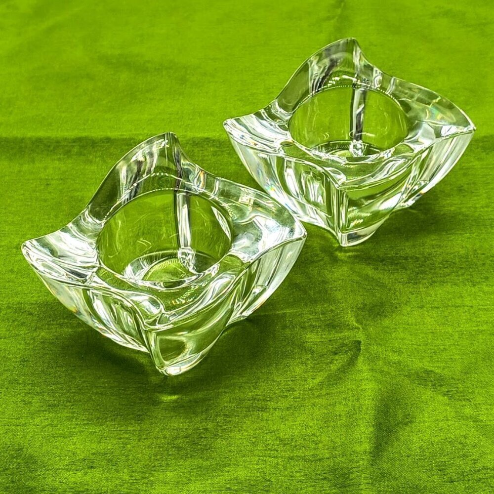 Villeroy & Boch New Wave Square Clear Crystal Candle Holders